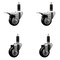Service Caster 3'' Black Poly Swivel 1-1/8'' Expanding Stem Caster Set 2 Total Lock Brakes, 4PK SCC-EXTTL20S314-PPUB-BLK-2-S-2-118 - alternate 1